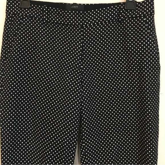 J. Crew Cafe Capri Mid Rise Wool Blend Tiny White Polka Dots Black Cropped Pants - Picture 4 of 15
